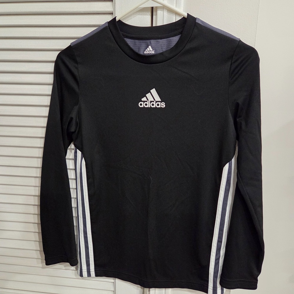 Adidas Black Youth Athletic Long-Sleeve Performance Shirt Size Med 10/12